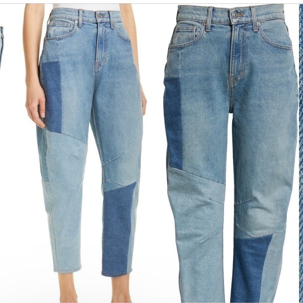 Veronica Beard Women’s Charlie Patchwork High Rise Tapered Jeans In Lava…